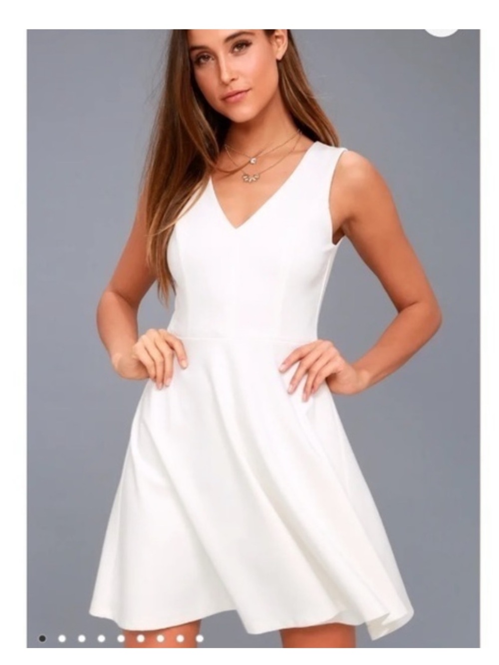 Lulu's Cream V-Neck Fit & Flare Mini Dress